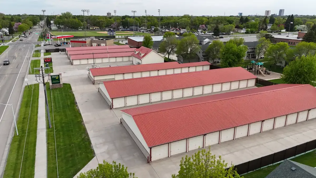 Aerial view of facility with drive up units